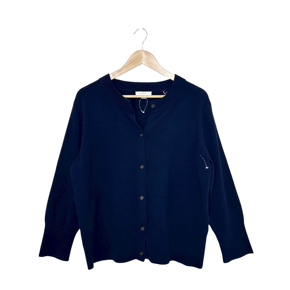 Vince V036479484 Wool Cashmere Blend Navy Buttoned Cardigan Layer Piece L/G
